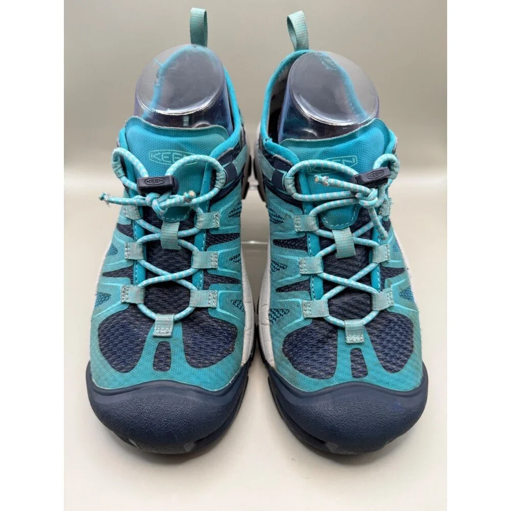 Keen Womens Hiking Size 7 W Teal Navy Low Top Bungee Cord Mesh Shoes